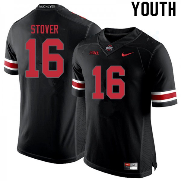 Ohio State Buckeyes #16 Cade Stover Youth Football Jersey Blackout OSU426546